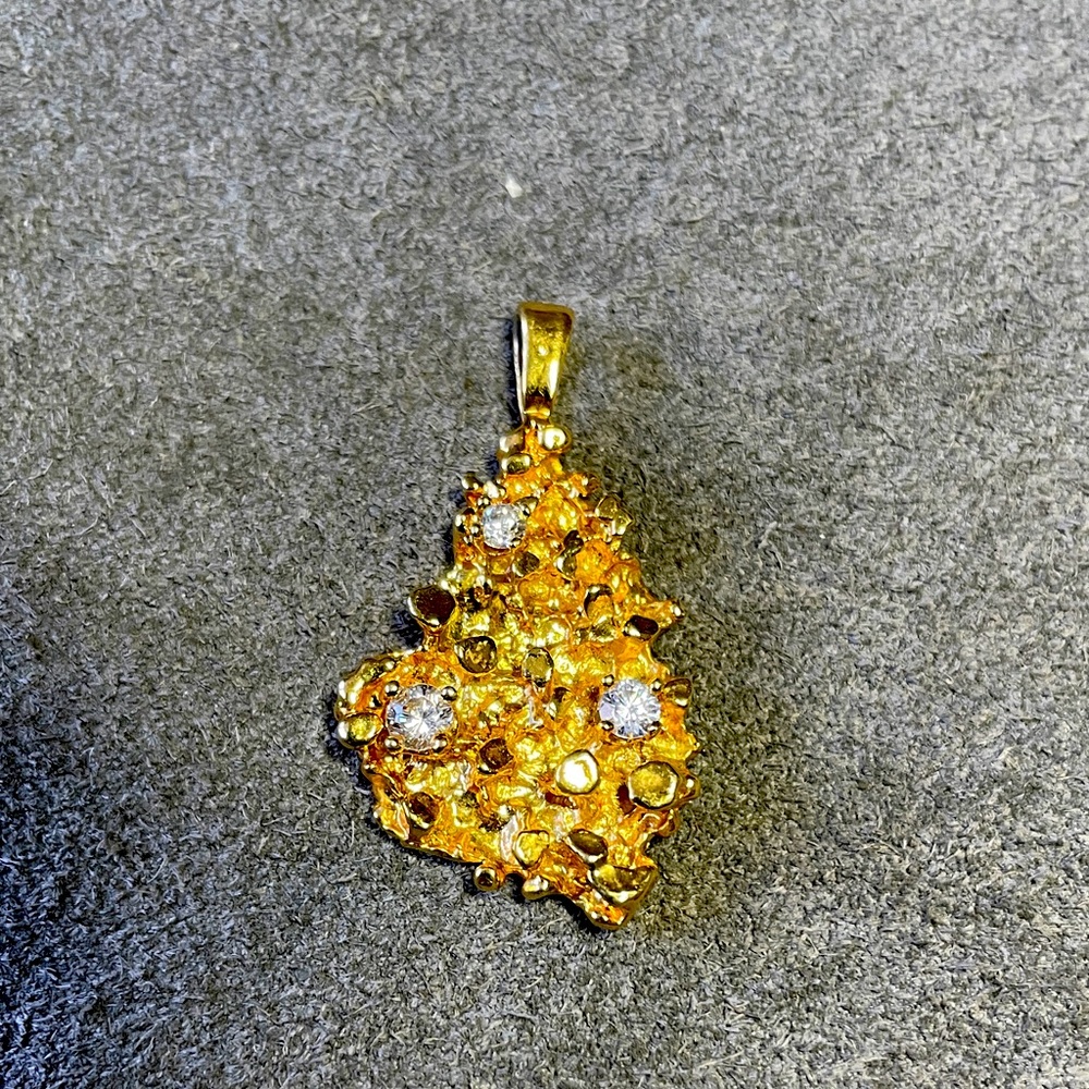 Gold plated Nugget Pendant with CZ
